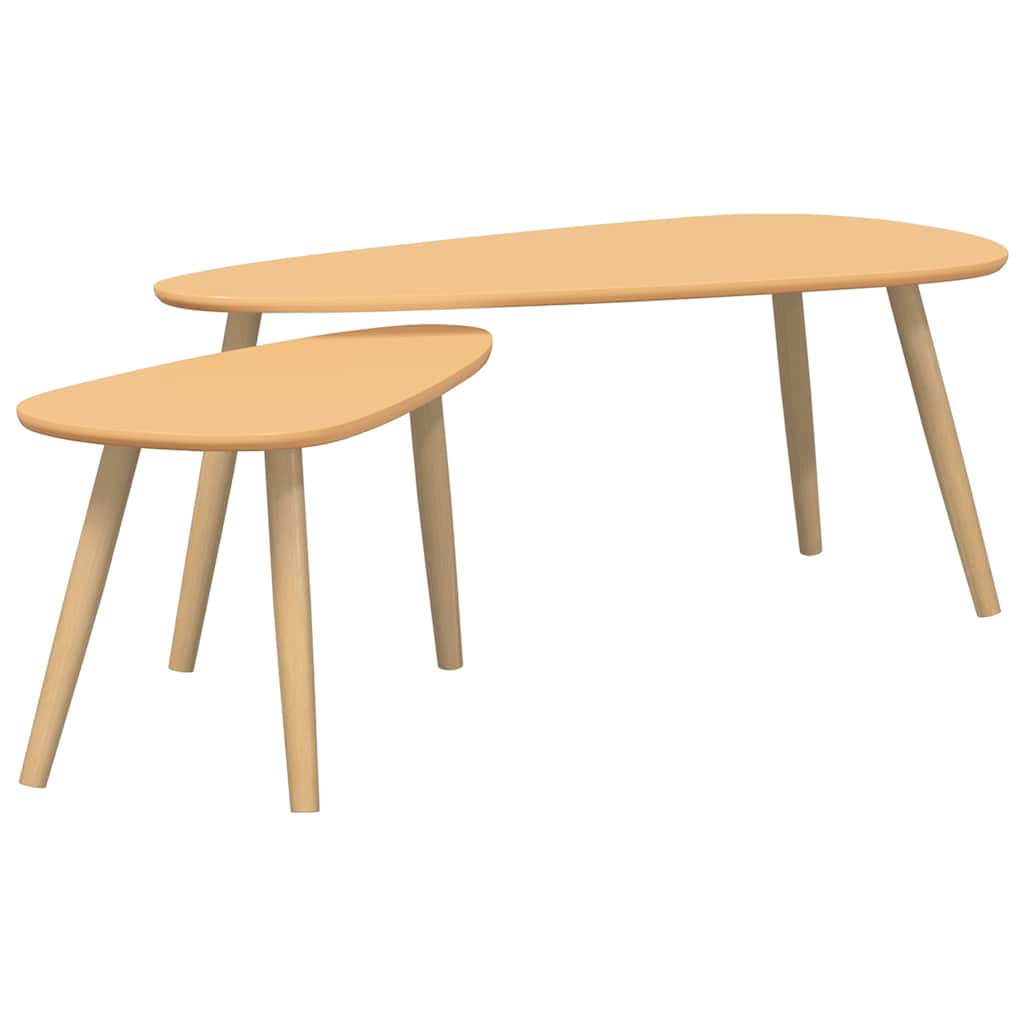 Set Tavolini Salotto 2pz Legno Massello Massello Pino Marrone | homemem39
