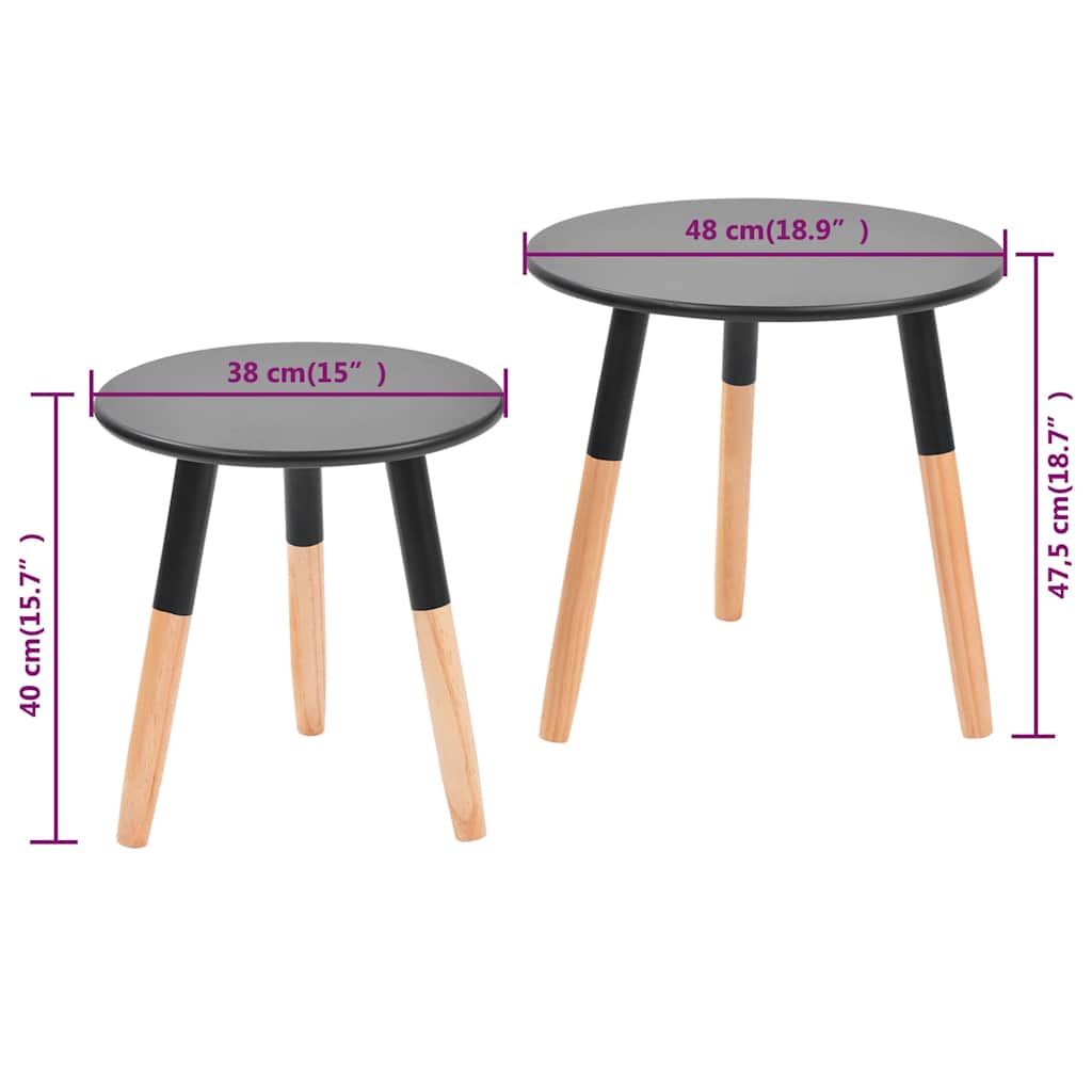Set Tavolini 2 pz in Legno Massello di Pino Neri | homemem39