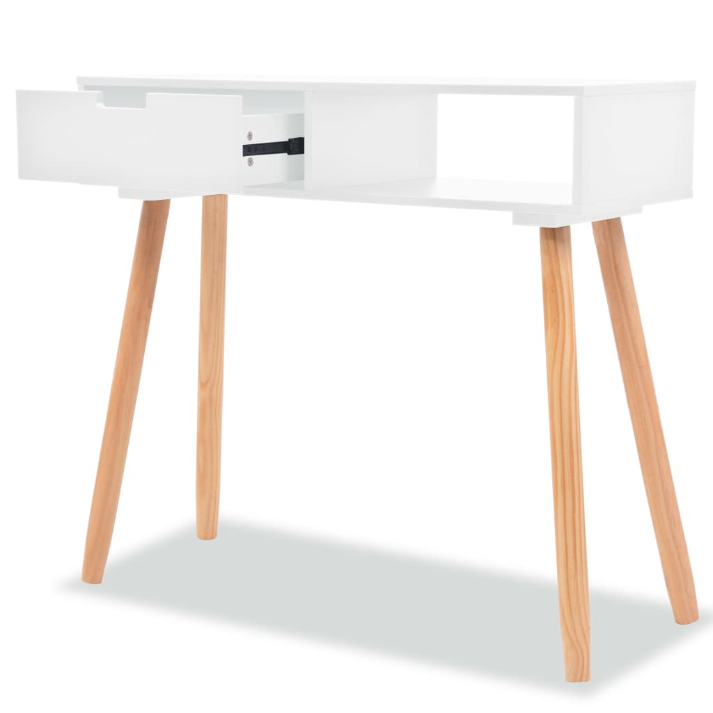 Tavolo Consolle in Legno di Pino Massello 80x30x72 cm Bianco - homemem39