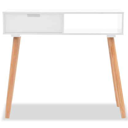 Tavolo Consolle in Legno di Pino Massello 80x30x72 cm Bianco - homemem39