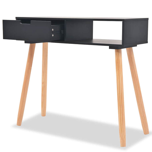 Tavolo Consolle in Legno di Pino Massello 80x30x72 cm Nero | homemem39
