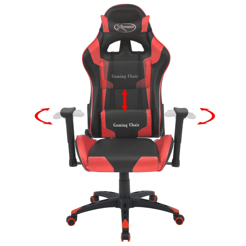 Sedia da Ufficio Racing Reclinabile in Pelle Sintetica Rossa | homemem39