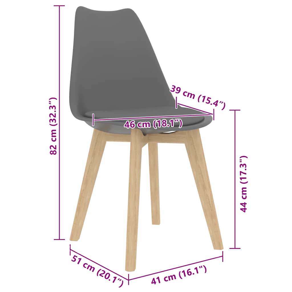 Sedie da Pranzo 4 pz Grigie in Plastica