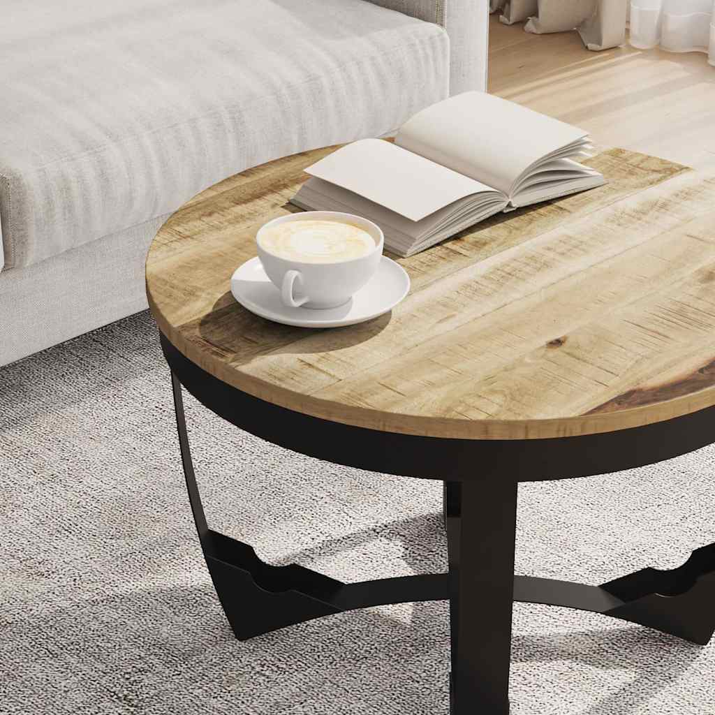 Tavolino da Salotto in Legno Massello Grezzo di Mango 60x40 cm