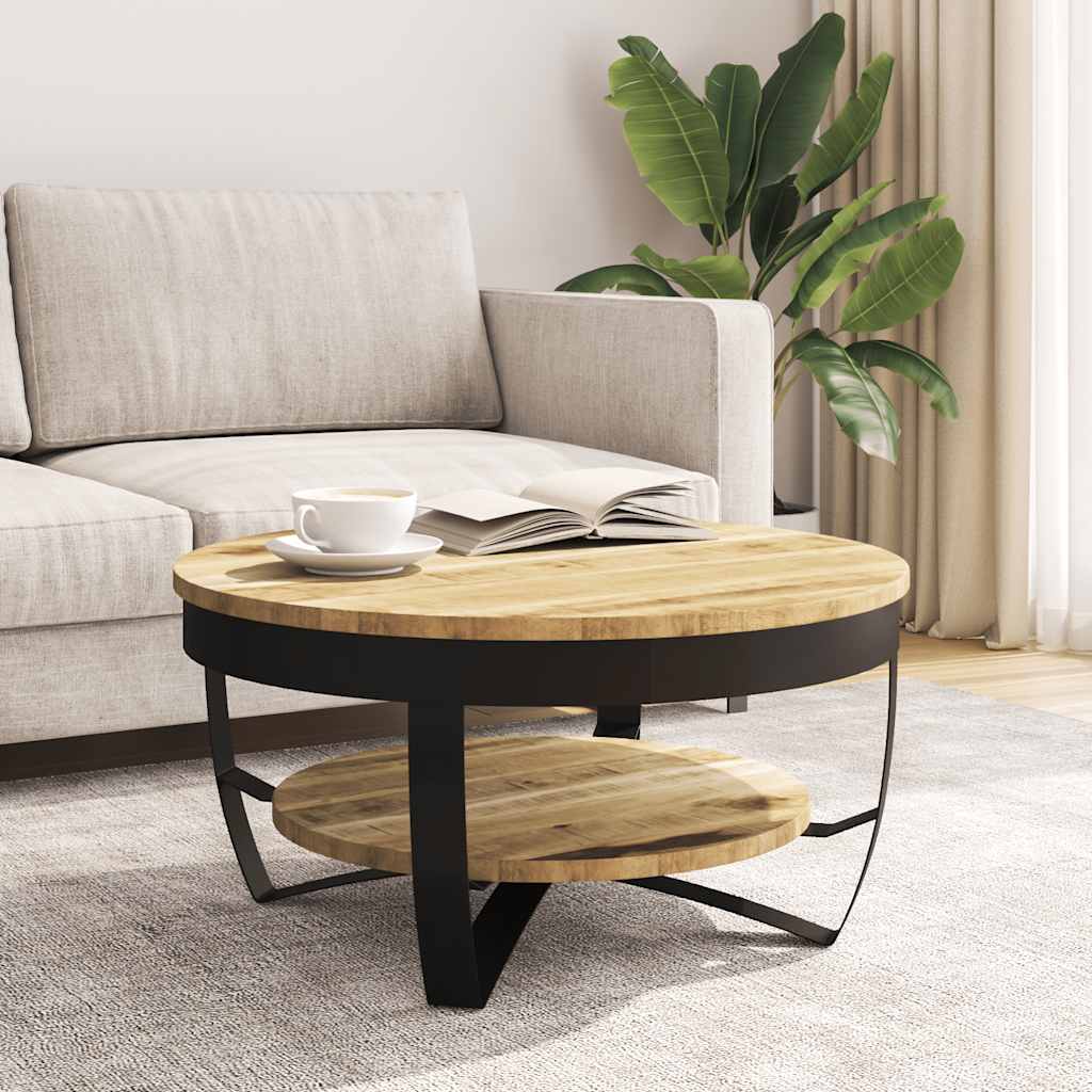 Tavolino da Salotto in Legno Massello Grezzo di Mango 65x32 cm | homemem39