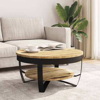 Tavolino da Salotto in Legno Massello Grezzo di Mango 65x32 cm | homemem39