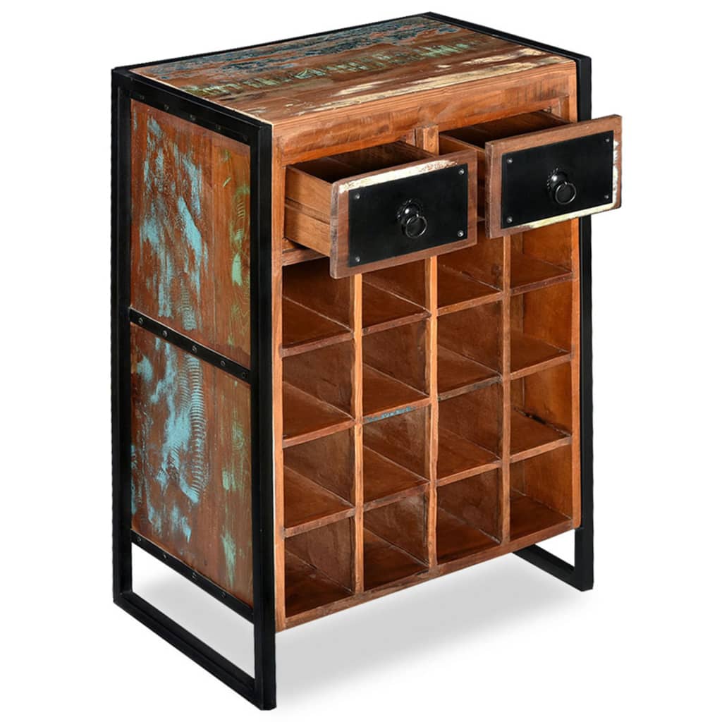 Portavini da 16 Bottiglie in Legno Massello di Recupero - homemem39