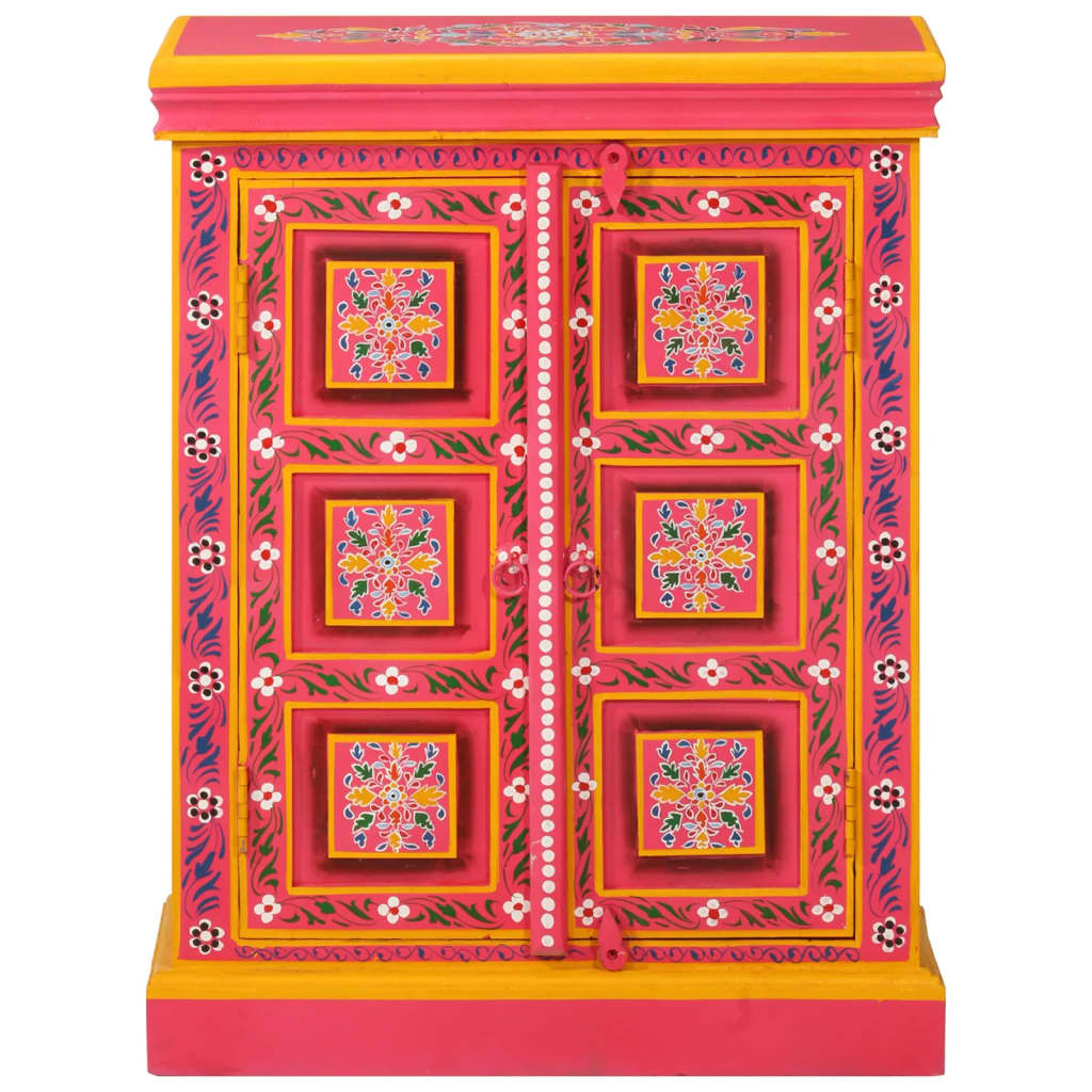 Credenza in Legno Massello di Mango Rosa Dipinta a Mano - homemem39