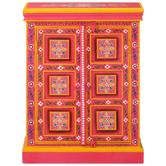 Credenza in Legno Massello di Mango Rosa Dipinta a Mano - homemem39