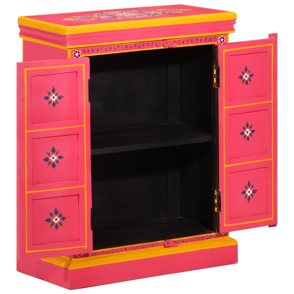 Credenza in Legno Massello di Mango Rosa Dipinta a Mano - homemem39