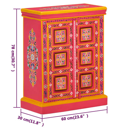 Credenza in Legno Massello di Mango Rosa Dipinta a Mano - homemem39