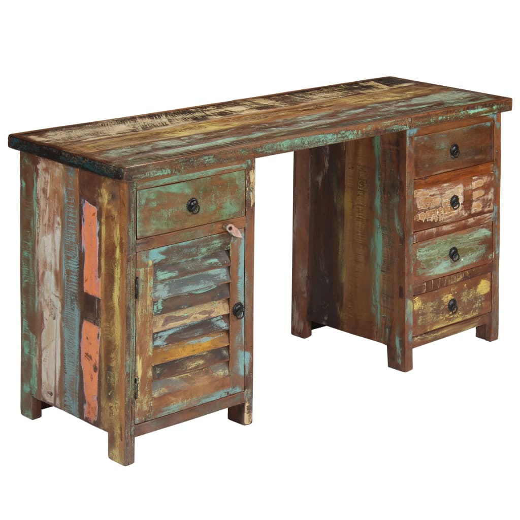 Scrivania a Colonna in Legno Massello di Recupero 140x50x77 cm | homemem39