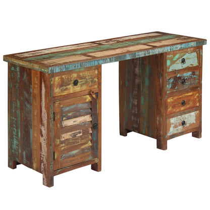 Scrivania a Colonna in Legno Massello di Recupero 140x50x77 cm