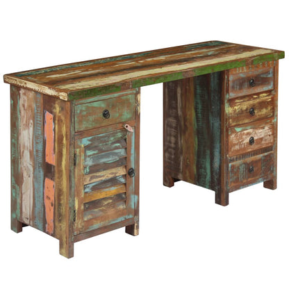 Scrivania a Colonna in Legno Massello di Recupero 140x50x77 cm