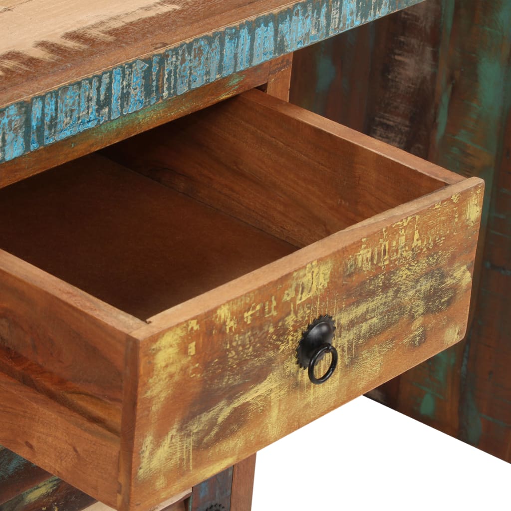 Scrivania a Colonna in Legno Massello di Recupero 140x50x77 cm