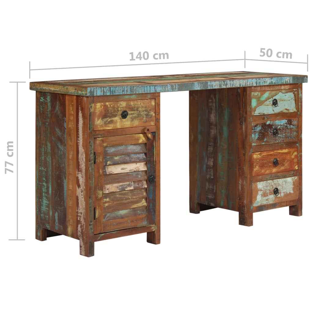 Scrivania a Colonna in Legno Massello di Recupero 140x50x77 cm | homemem39
