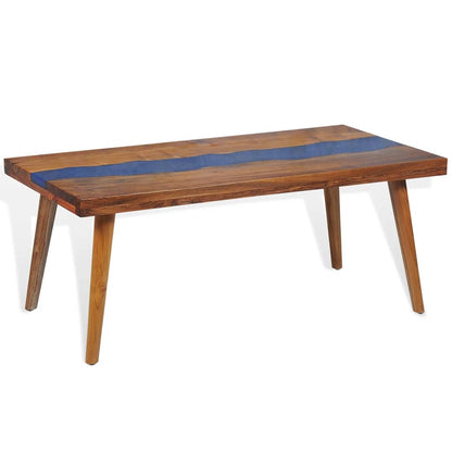 Tavolino da Salotto in Legno di Teak e Resina 100x50x40 cm | homemem39