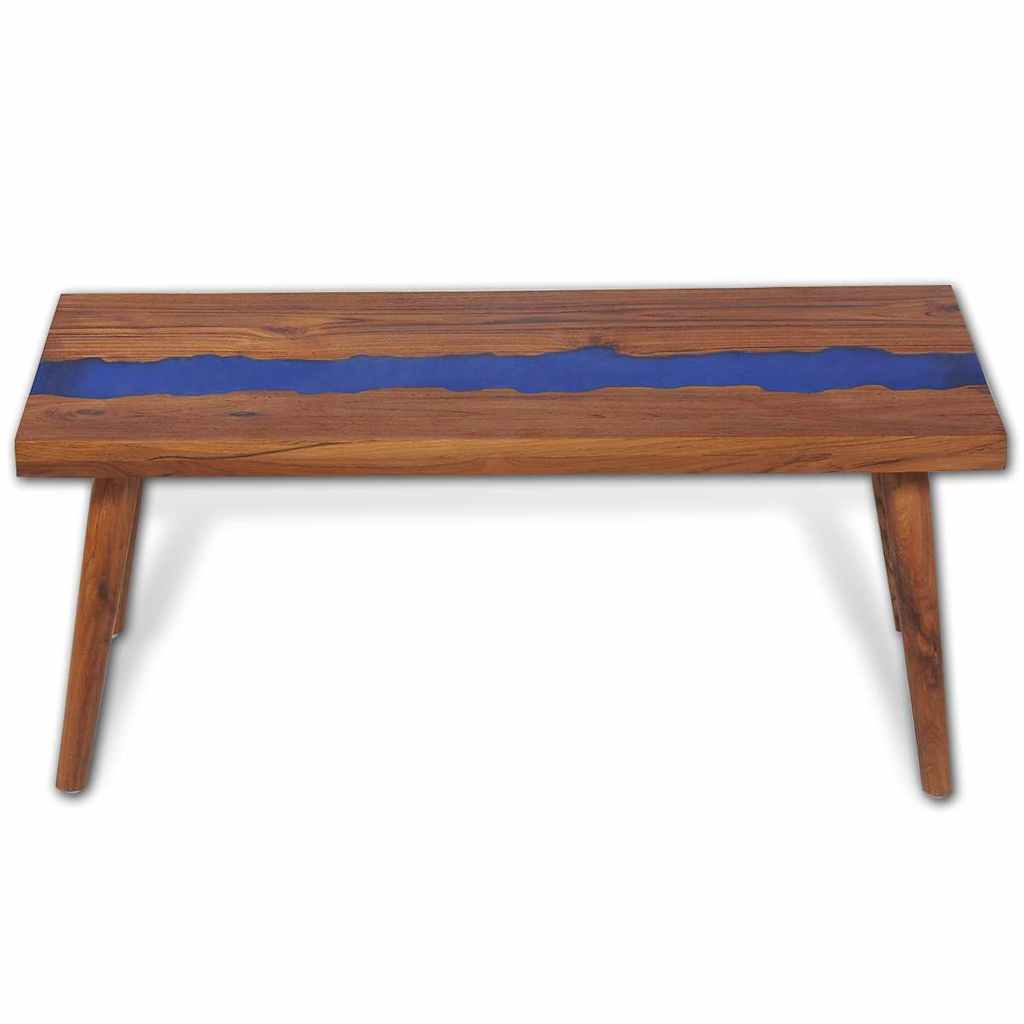 Tavolino da Salotto in Legno di Teak e Resina 100x50x40 cm | homemem39