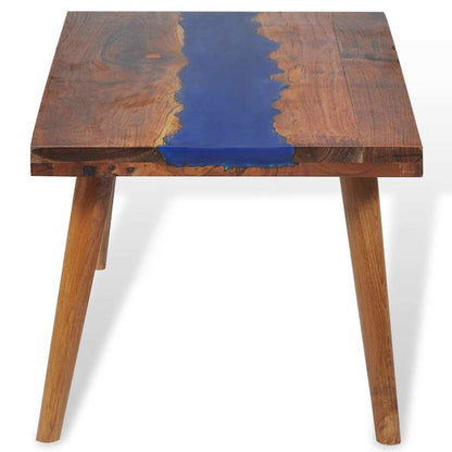Tavolino da Salotto in Legno di Teak e Resina 100x50x40 cm | homemem39