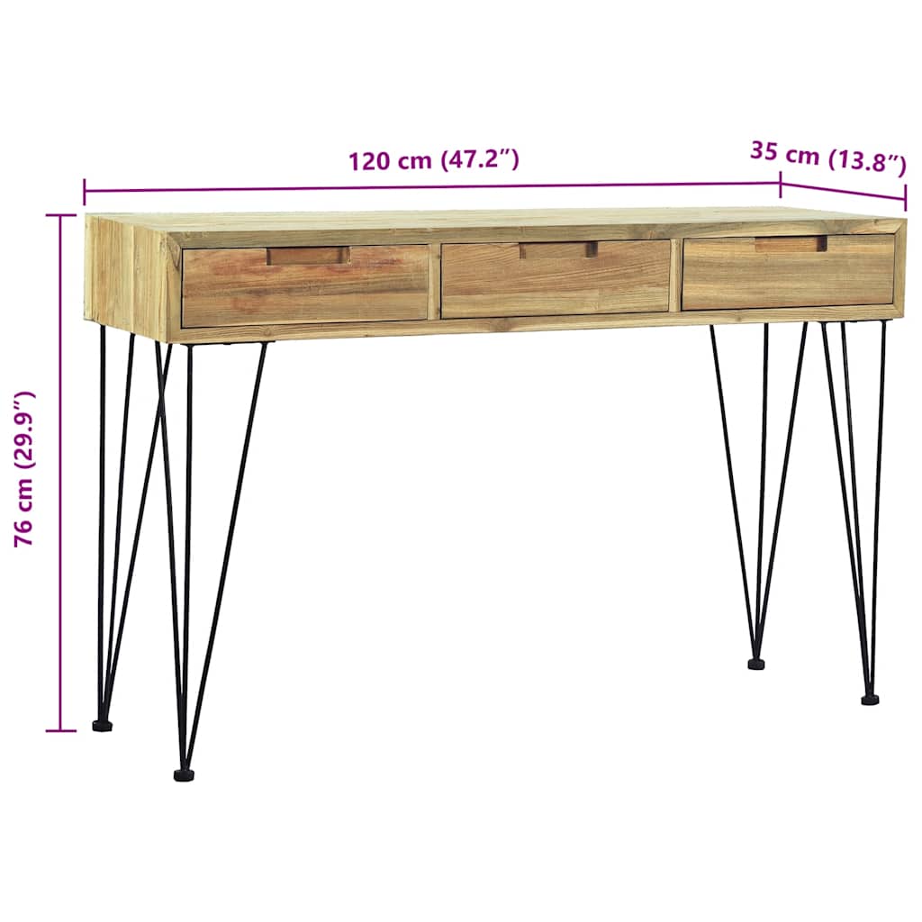 Tavolo Consolle 120x35x76 cm in Legno Massello di Teak - homemem39