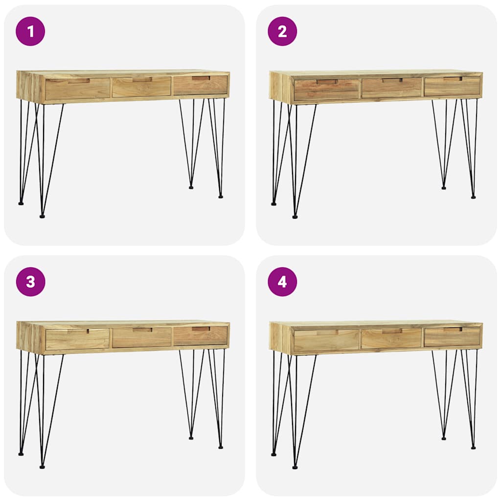 Tavolo Consolle 120x35x76 cm in Legno Massello di Teak - homemem39