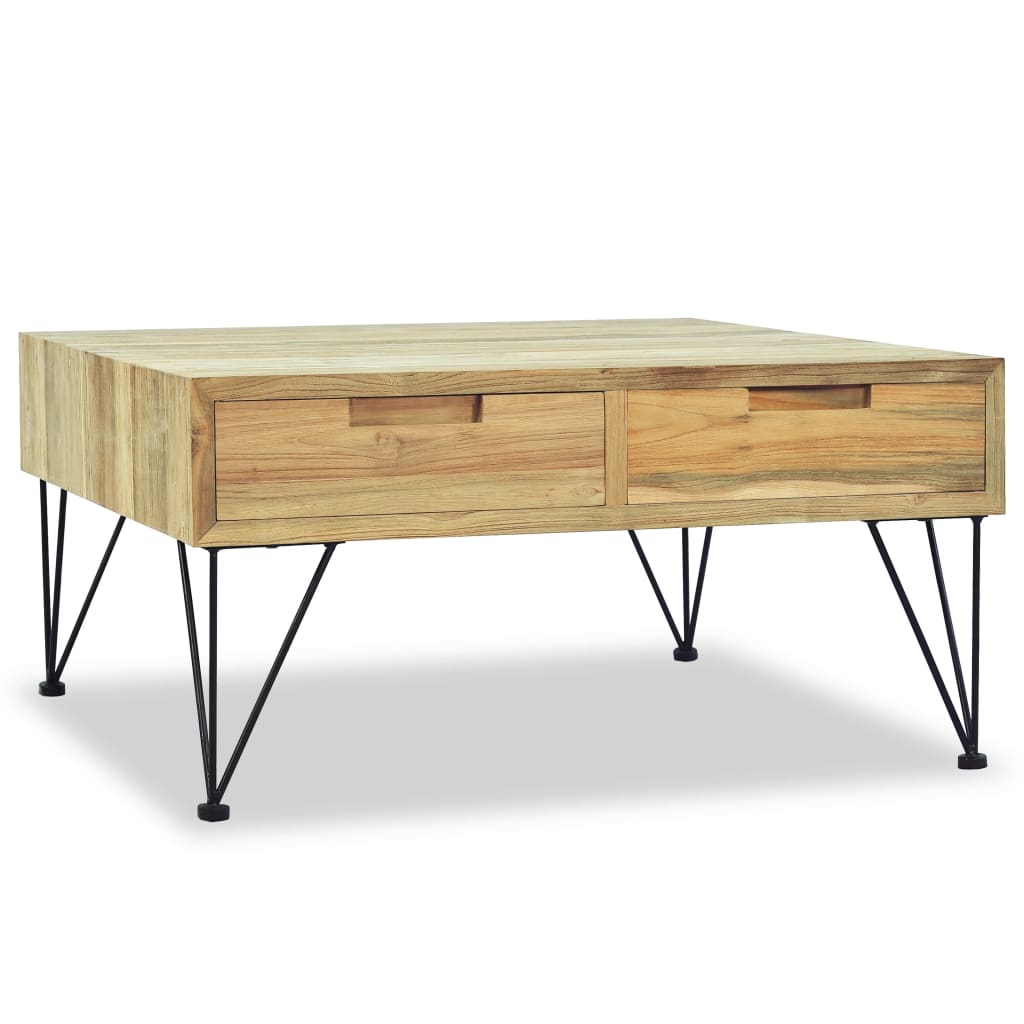 Tavolino da Salotto 80x80x40 cm in Legno Massello di Teak