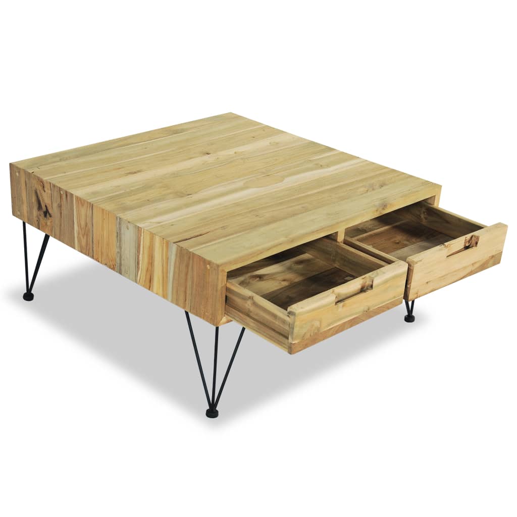 Tavolino da Salotto 80x80x40 cm in Legno Massello di Teak