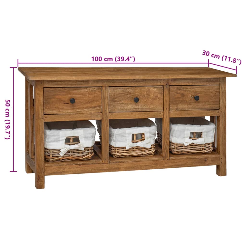 Credenza in Legno Massello di Mogano 100x30x50 cm