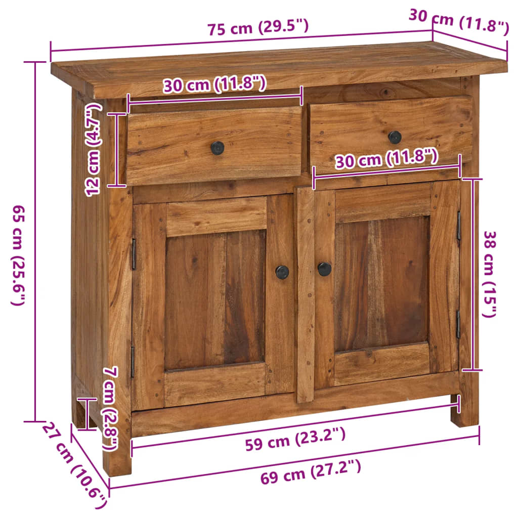 Credenza in Legno Massello di Mogano 75x30x65 cm