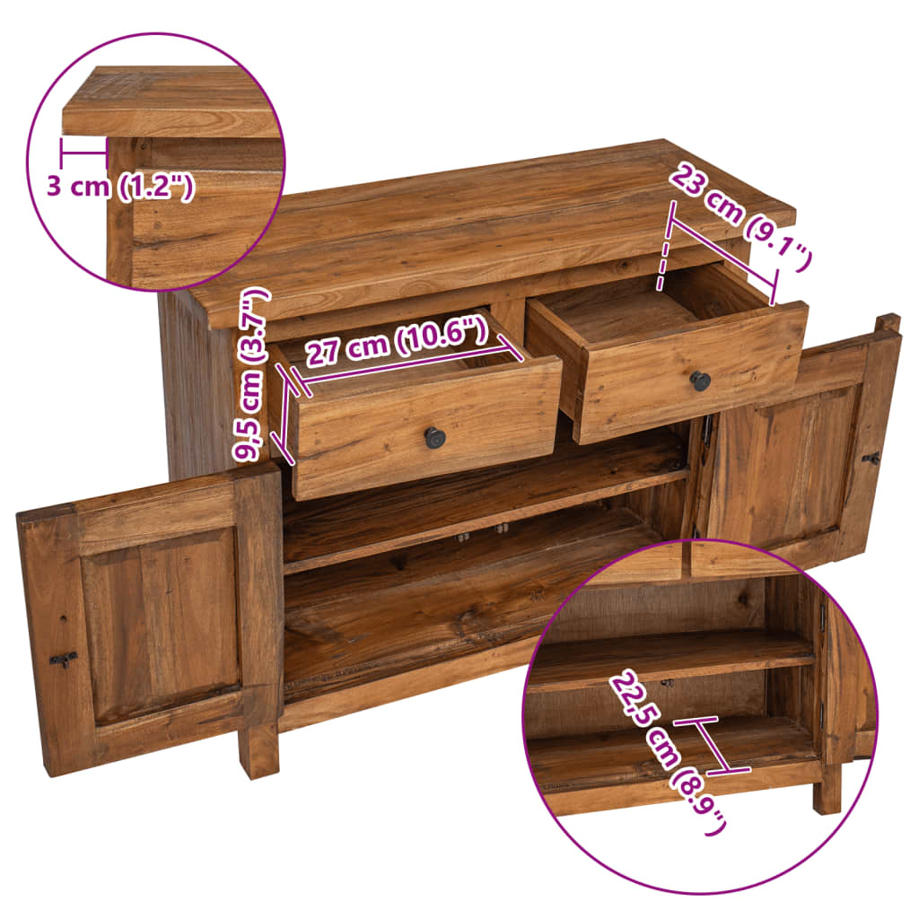 Credenza in Legno Massello di Mogano 75x30x65 cm