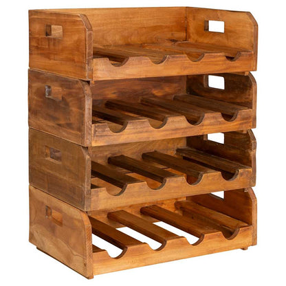 Set Portavini 4 pz per 16 Bottiglie in Legno Massello di Mogano