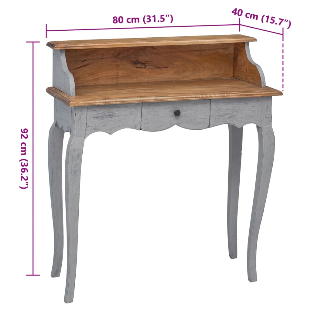 Scrivania in Legno Massello di Mogano 80x40x92 cm