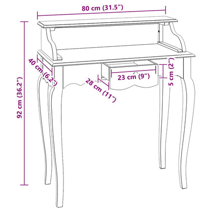 Scrivania in Legno Massello di Mogano 80x40x92 cm