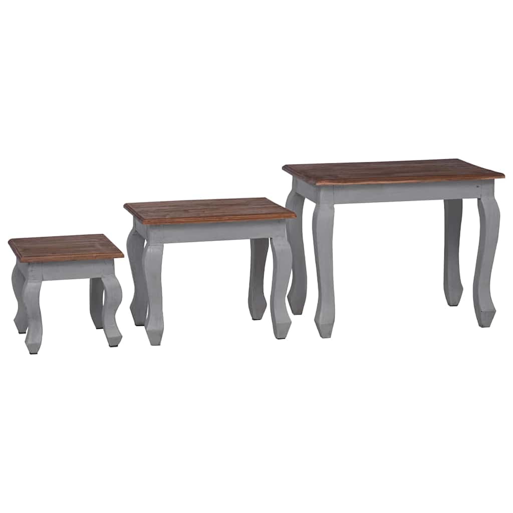 Set Tavolini a Incastro 3 pz in Legno Massello di Mogano | homemem39