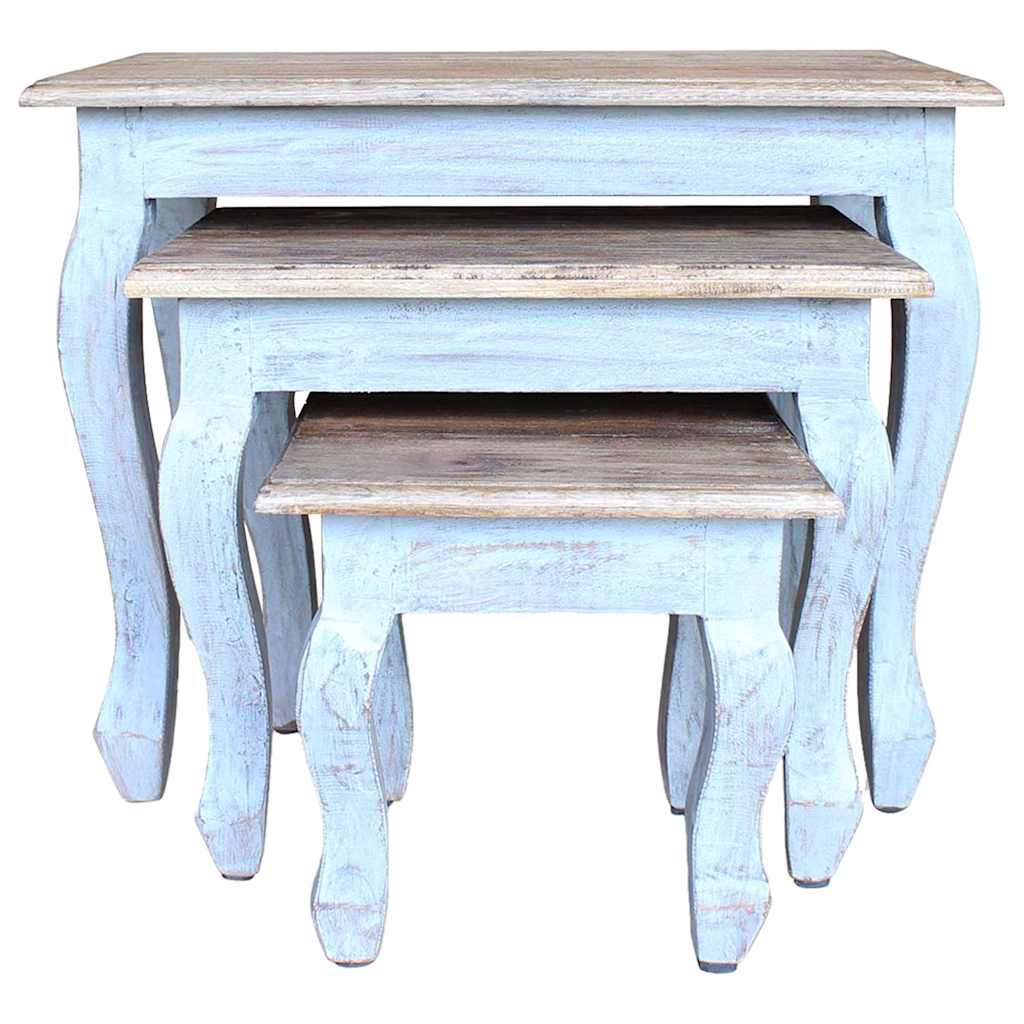 Set Tavolini a Incastro 3 pz in Legno Massello di Mogano - homemem39