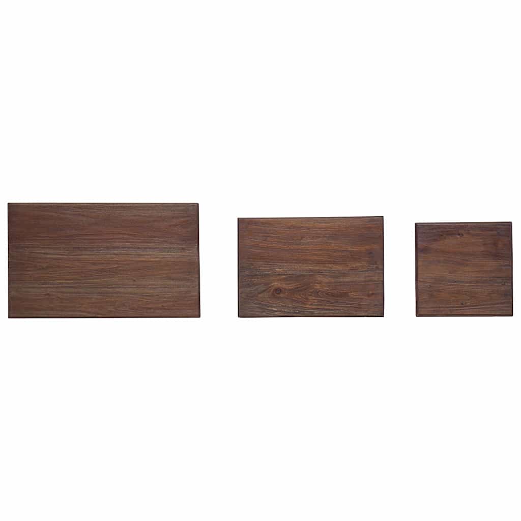 Set Tavolini a Incastro 3 pz in Legno Massello di Mogano