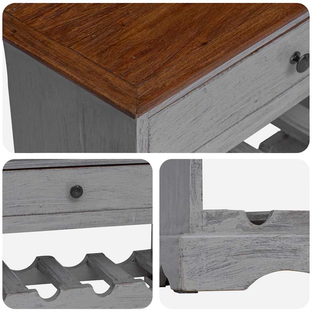 Portavini in Legno Massello di Mogano 55x23x85 cm