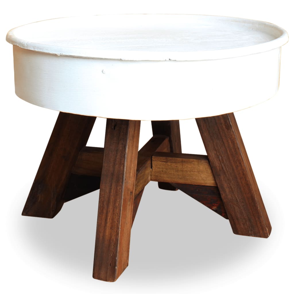 Coffee Table in Reclaimed Solid Wood 60x45 cm White