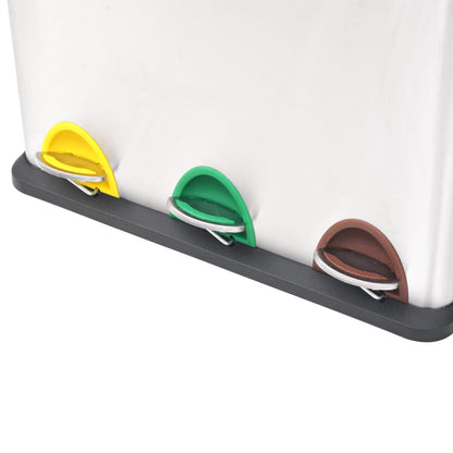 Pattumiera a Pedale per Riciclo in Acciaio Inossidabile 24 L - homemem39