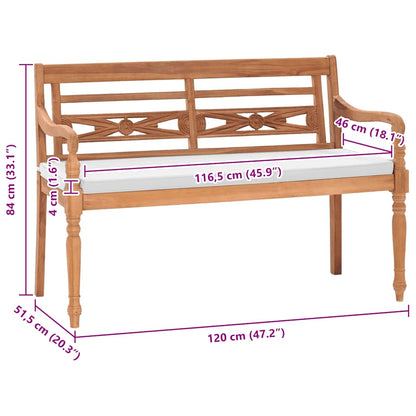 Panchina Batavia con Cuscini 120 cm in Teak - homemem39