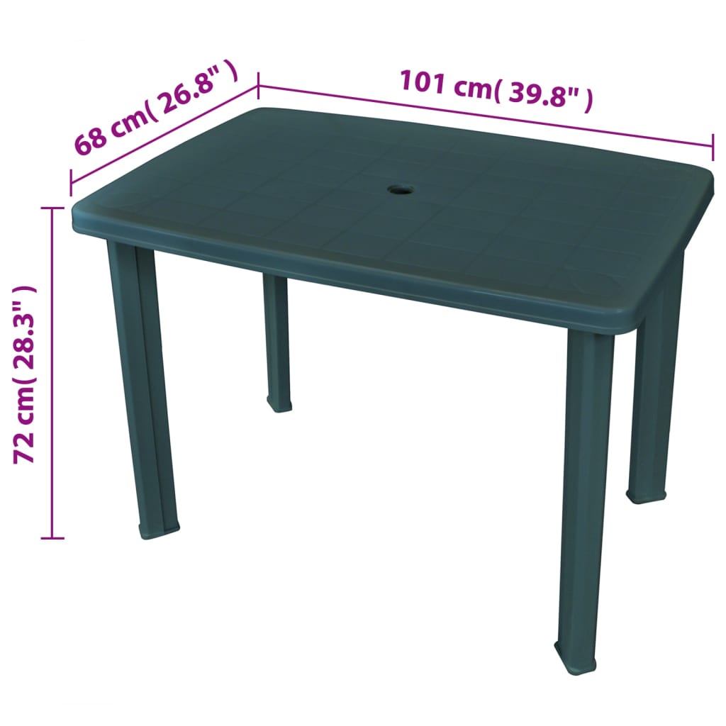 Tavolo da Giardino Verde 101x68x72 cm in Plastica | homemem39