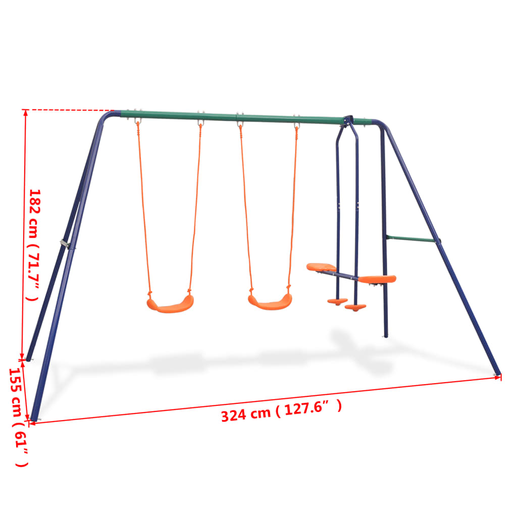 Set Altalene con 4 Sedili Arancione | homemem39