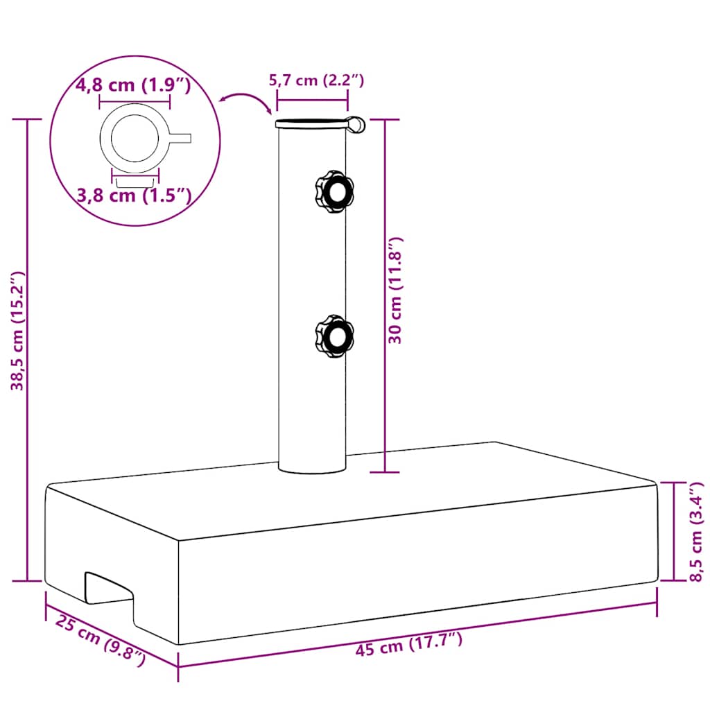 Base per Parasole in Granito Rettangolare 25 kg - homemem39