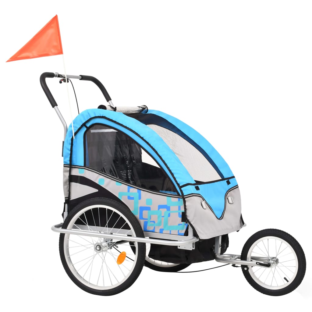 Rimorchio per Bici e Passeggino 2 in 1 Blu e Grigio - homemem39