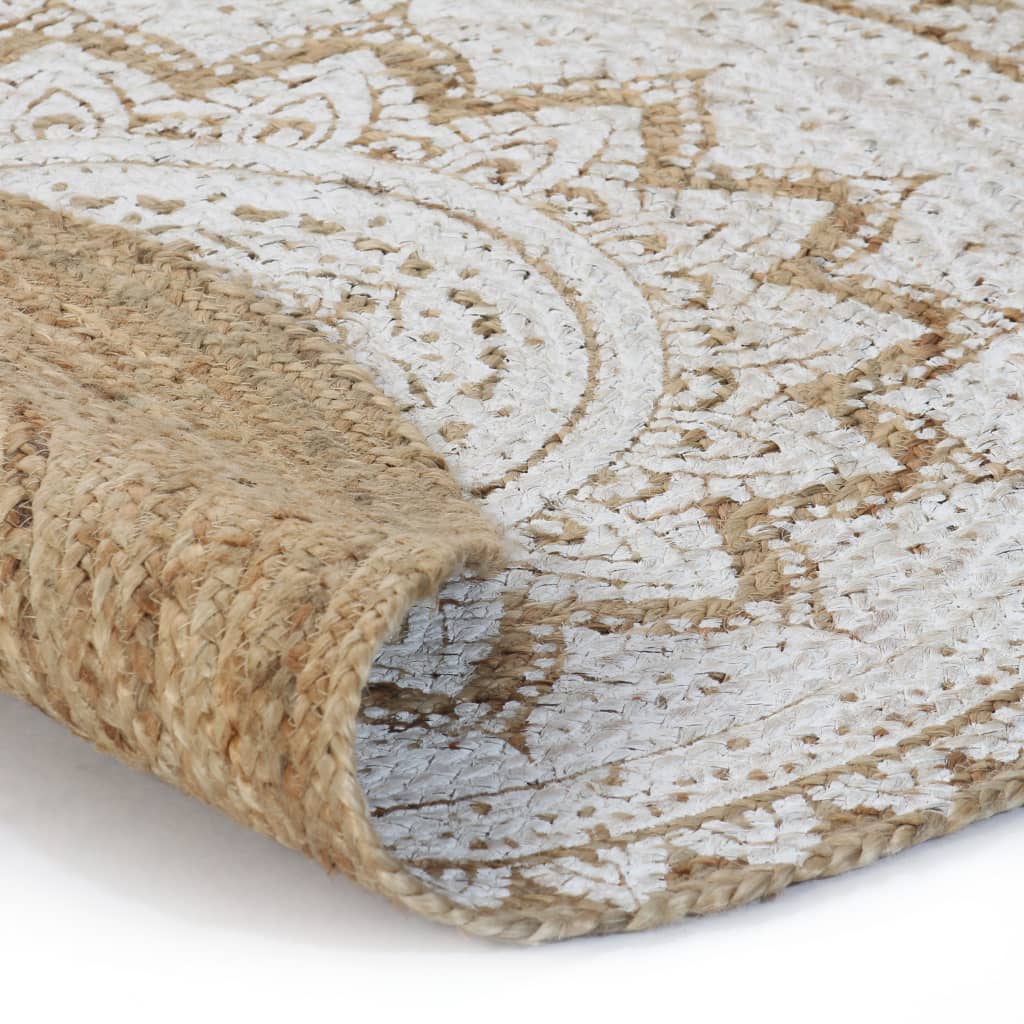 Tappeto in Juta Intrecciata con Stampa 120 cm Rotondo | homemem39