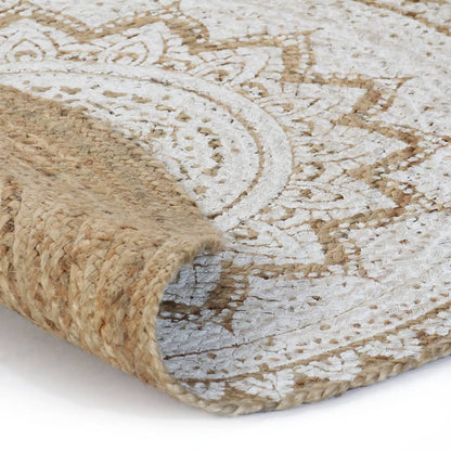 Tappeto in Juta Intrecciata con Stampa 120 cm Rotondo | homemem39