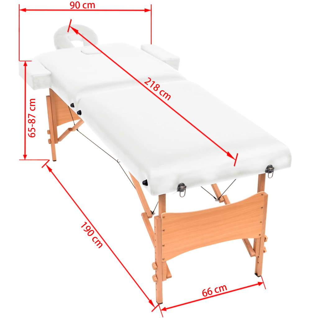 Lettino da Massaggio Pieghevole 2 Zone Spessore 10 cm Bianco | homemem39