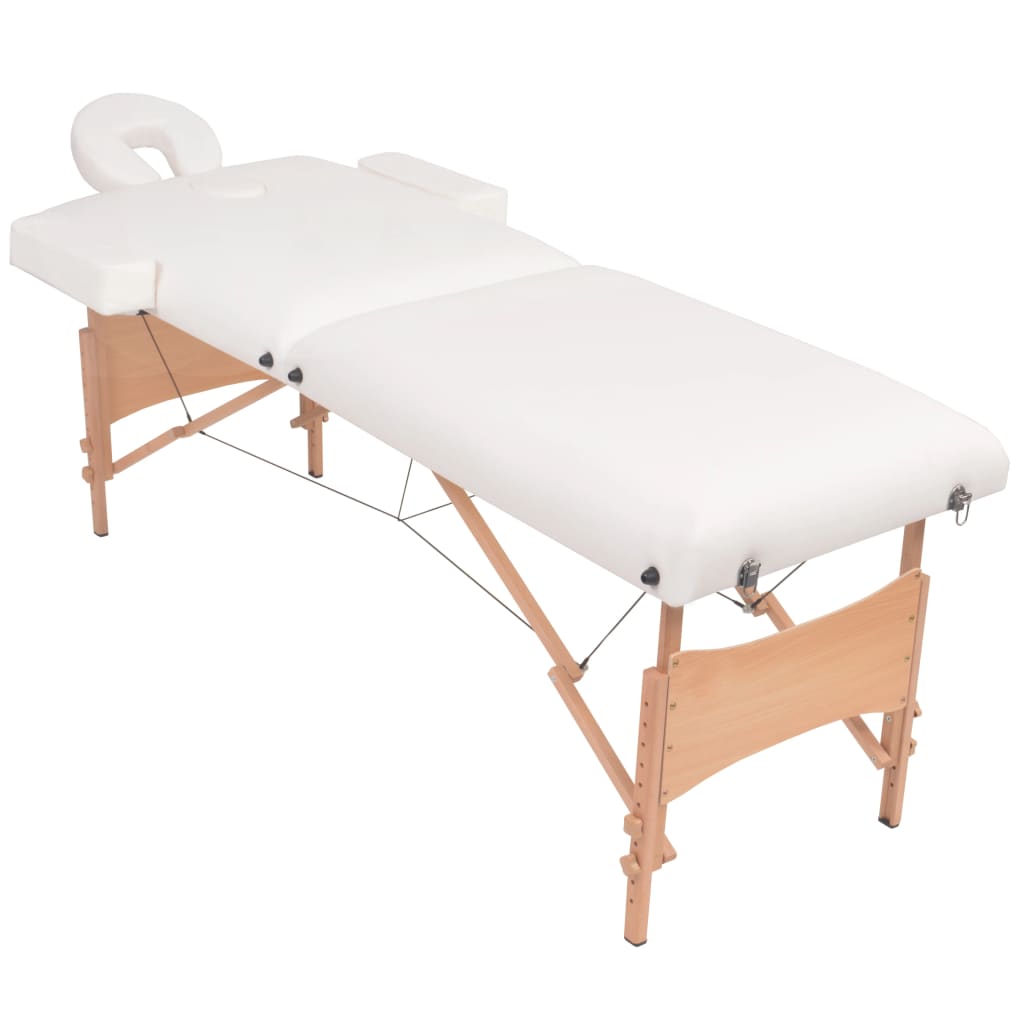 Set Lettino Massaggio Pieghevole 2 Zone 10 cm e Sgabello Bianco | homemem39