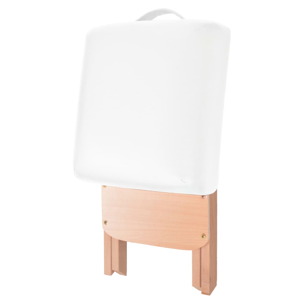 Set Lettino Massaggio Pieghevole 2 Zone 10 cm e Sgabello Bianco | homemem39