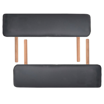 Set Lettino Massaggio Pieghevole 2 Zone 10 cm e Sgabello Nero | homemem39